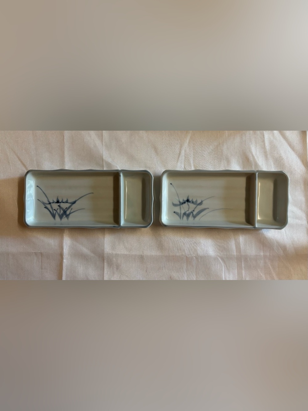 Vintage MINT Japanese Kōzan Gama Ceramic Hand Painted Sushi Serving Plates